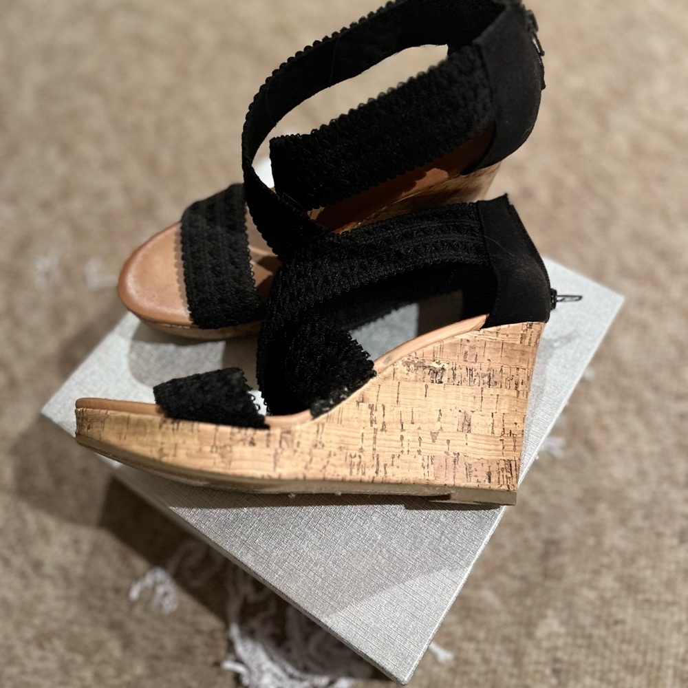 Black sandal wedges, worn only a few times